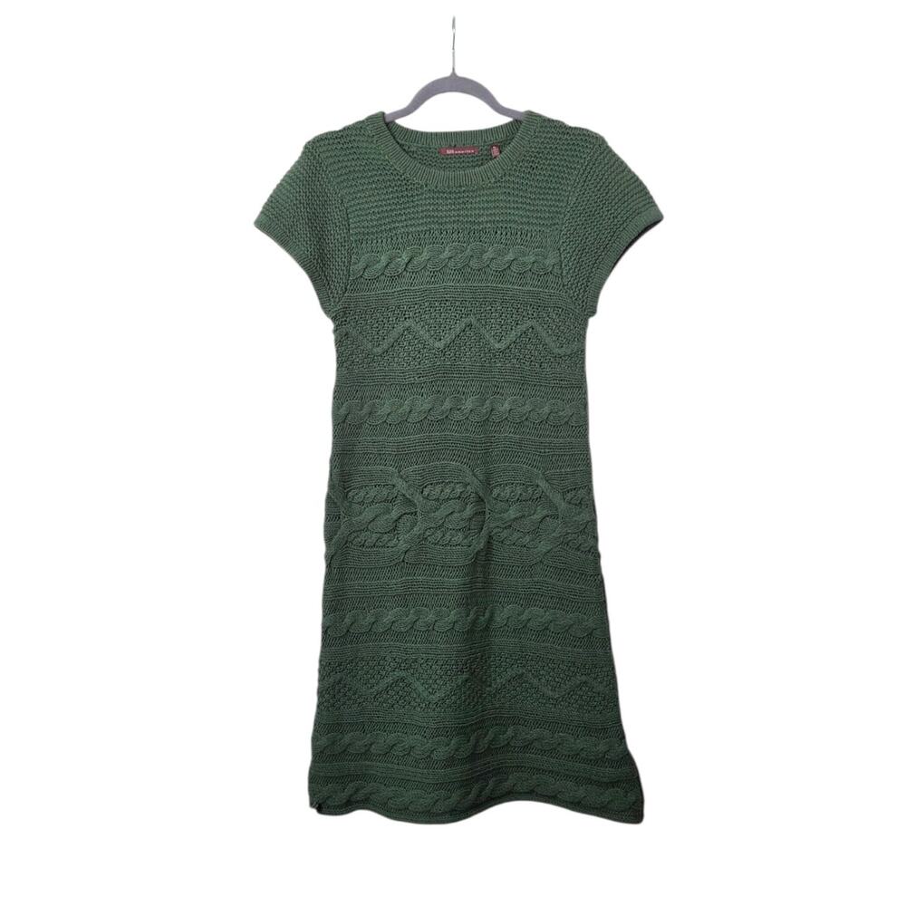 525 America Green Cable Knit Chunky Knee Length Sweater Dress, Size XL